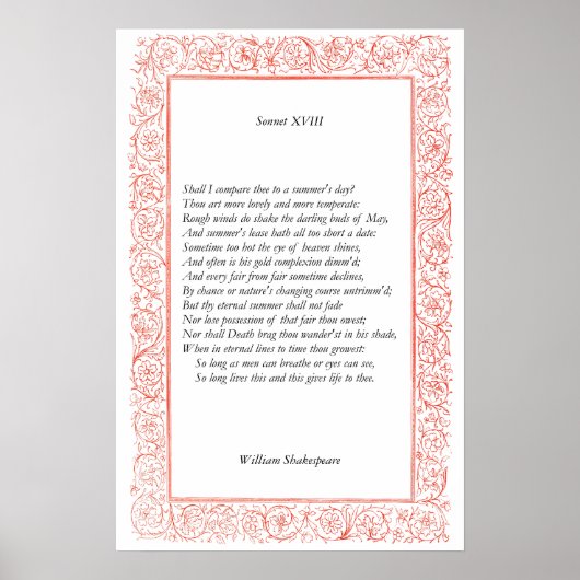 Sonnet # 18 von William Shakespeare Poster (Vorne)