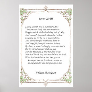 Sonnet # 18 von William Shakespeare Poster