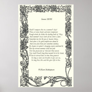 Sonnet # 18 von William Shakespeare Poster