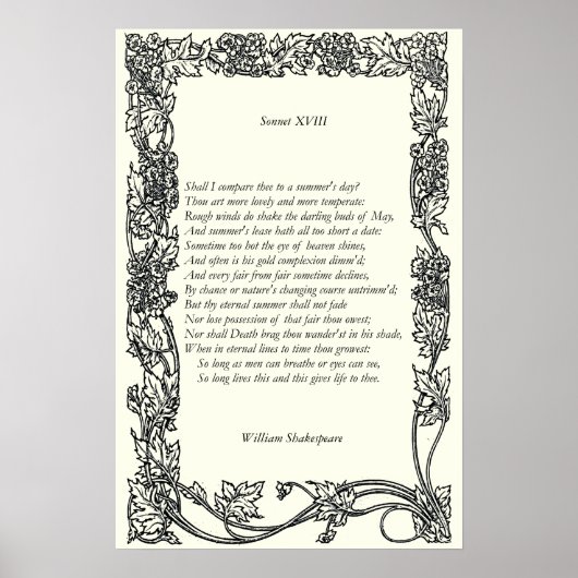 Sonnet # 18 von William Shakespeare Poster (Vorne)
