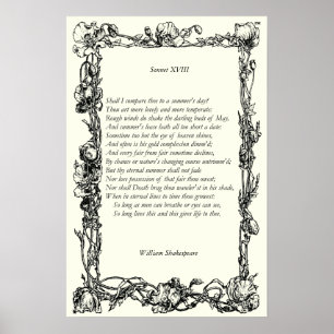 Sonnet # 18 von William Shakespeare Poster