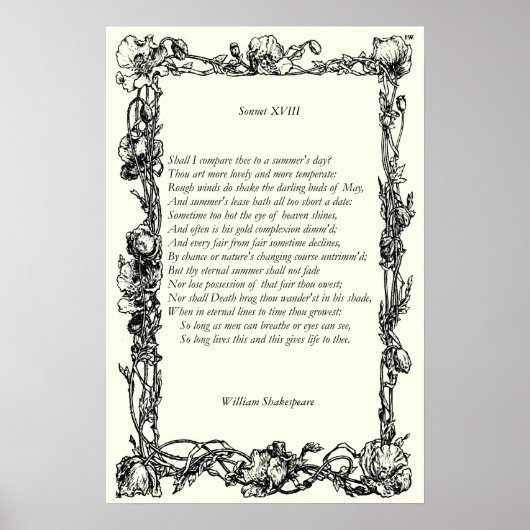 Sonnet # 18 von William Shakespeare Poster (Vorne)