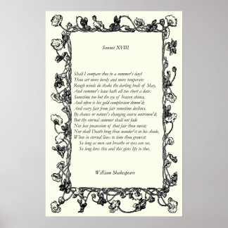 Sonnet # 18 von William Shakespeare Poster