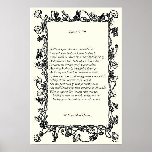 Sonnet # 18 von William Shakespeare Poster (Vorne)