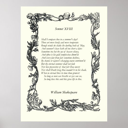 Sonnet # 18 von William Shakespeare Poster (Vorne)