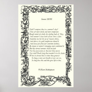 Sonnet # 18 von William Shakespeare Poster