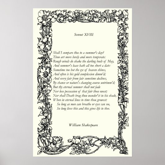 Sonnet # 18 von William Shakespeare Poster (Vorne)
