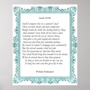 Sonnet # 18 von William Shakespeare Poster