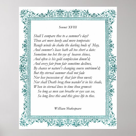Sonnet # 18 von William Shakespeare Poster (Vorne)