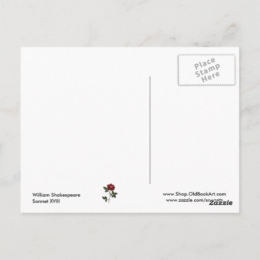 Sonnet # 18 von William Shakespeare Postkarte (Rückseite)