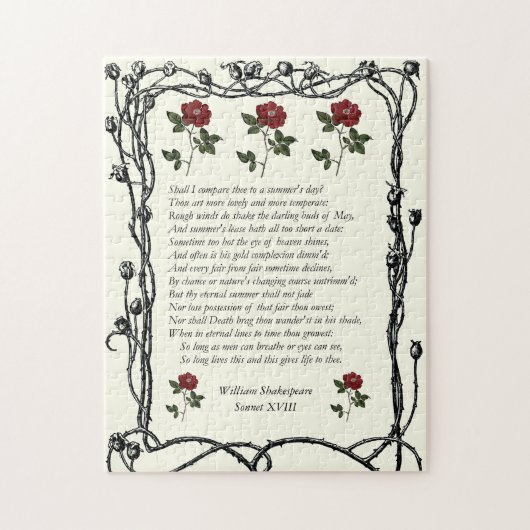 Sonnet # 18 von William Shakespeare Puzzle (Vertikal)