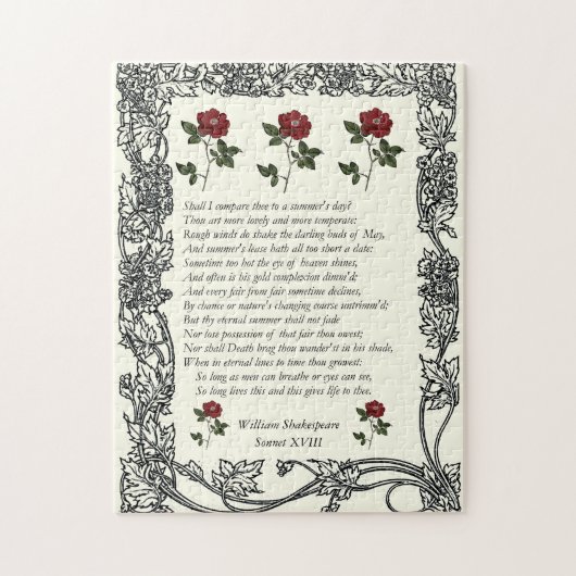 Sonnet # 18 von William Shakespeare Puzzle (Vertikal)