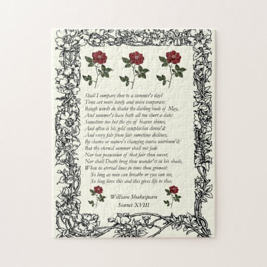 Sonnet # 18 von William Shakespeare Puzzle (Vertikal)