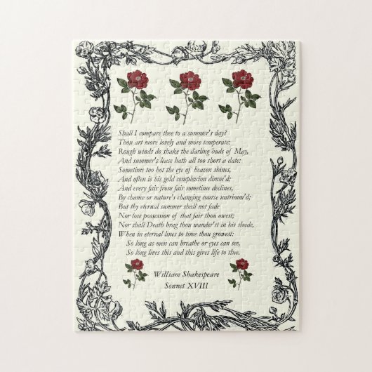 Sonnet # 18 von William Shakespeare Puzzle (Vertikal)