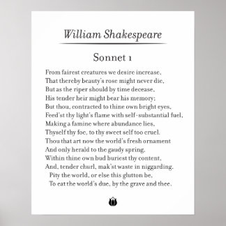 Sonnet 1 von William Shakespeare Poster