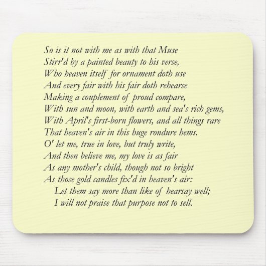 Sonnet # 21 von William Shakespeare Mousepad (Vorne)