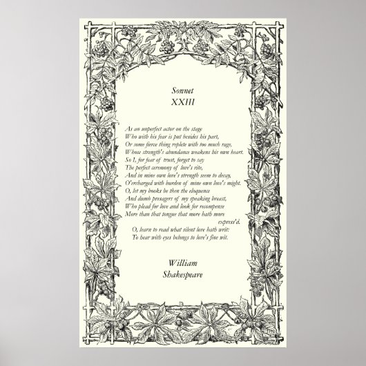 Sonnet # 23 von William Shakespeare Poster (Vorne)