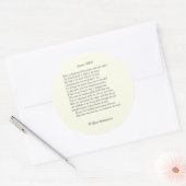 Sonnet # 24 von William Shakespeare Runder Aufkleber (Umschlag)