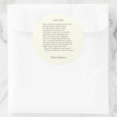 Sonnet # 24 von William Shakespeare Runder Aufkleber (Tasche)
