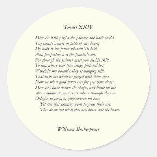 Sonnet # 24 von William Shakespeare Runder Aufkleber