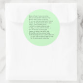 Sonnet # 27 von William Shakespeare Runder Aufkleber (Tasche)