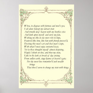 Sonnet # 29 von William Shakespeare Poster
