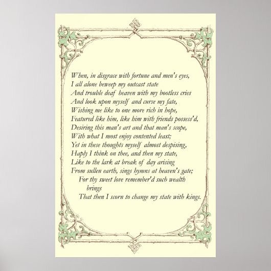 Sonnet # 29 von William Shakespeare Poster (Vorne)