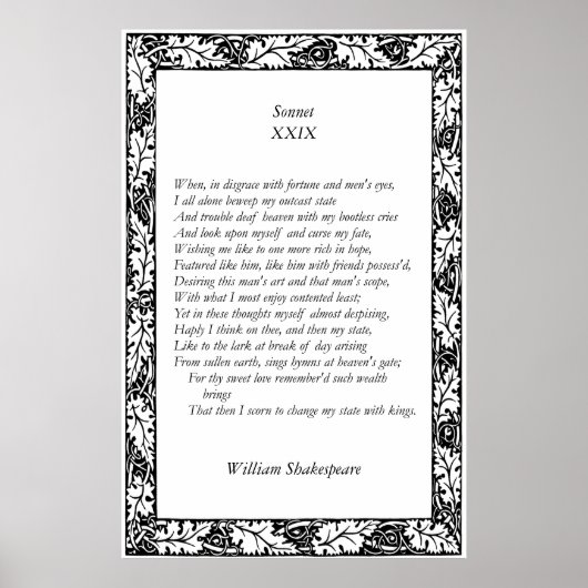 Sonnet # 29 von William Shakespeare Poster (Vorne)