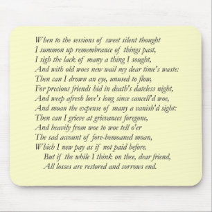 Sonnet # 30 von William Shakespeare Mousepad
