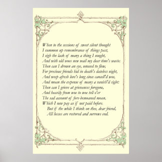 Sonnet # 30 von William Shakespeare Poster