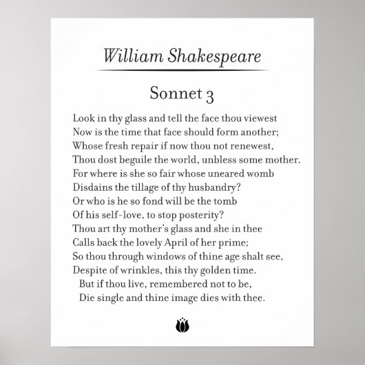 Sonnet 3 von William Shakespeare Poster (Vorne)