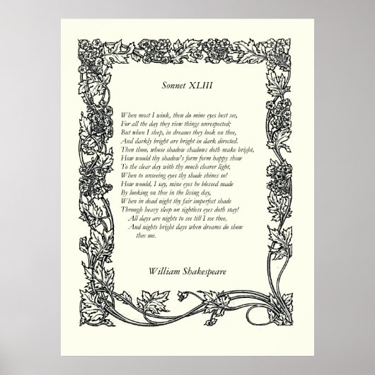 Sonnet # 43 von William Shakespeare Poster (Vorne)