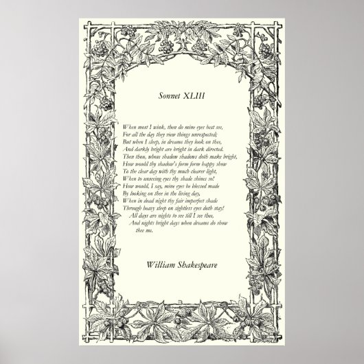 Sonnet # 43 von William Shakespeare Poster (Vorne)