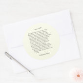 Sonnet # 43 von William Shakespeare Runder Aufkleber (Umschlag)