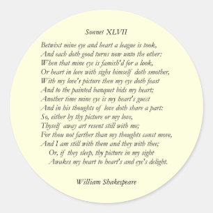 Sonnet # 47 von William Shakespeare Runder Aufkleber