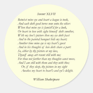 Sonnet # 47 von William Shakespeare Runder Aufkleber