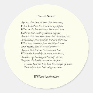 Sonnet # 49 von William Shakespeare Runder Aufkleber