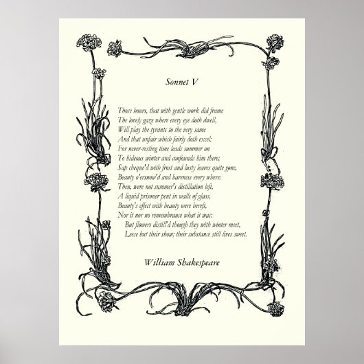 Sonnet # 5 von William Shakespeare Poster (Vorne)