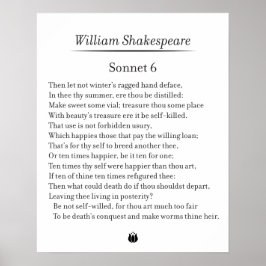 Sonnet 6 von William Shakespeare Poster