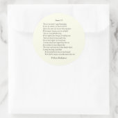 Sonnet # 6 von William Shakespeare Runder Aufkleber (Tasche)