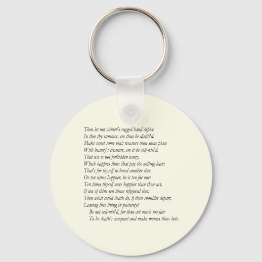 Sonnet # 6 von William Shakespeare Schlüsselanhänger (Vorderseite)
