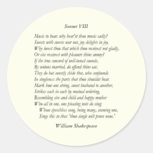 Sonnet # 8 von William Shakespeare Runder Aufkleber