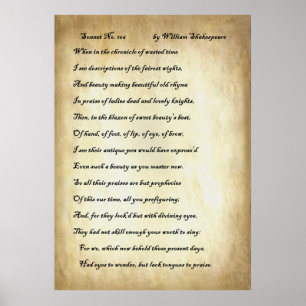 Sonnet Nr. 106 von William Shakespeare Poster