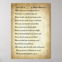 Sonnet Nr. 130 von William Shakespeare Poster