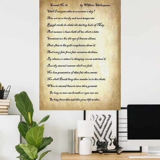 Sonnet Nr. 18 von William Shakespeare Poster (Heimbüro)