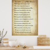 Sonnet Nr. 18 von William Shakespeare Poster (Küche)