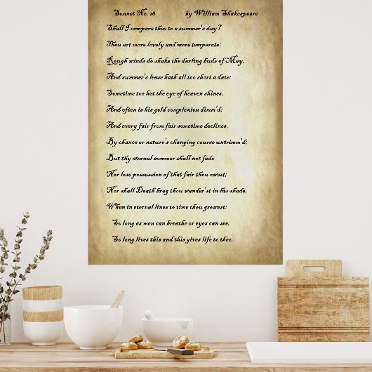 Sonnet Nr. 18 von William Shakespeare Poster (Küche)