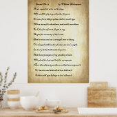 Sonnet Nr. 23 von William Shakespeare Poster (Küche)