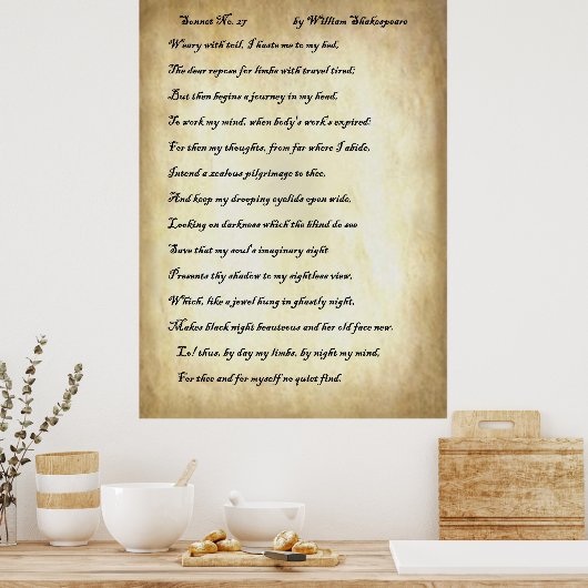 Sonnet Nr. 27 von William Shakespeare Poster (Küche)