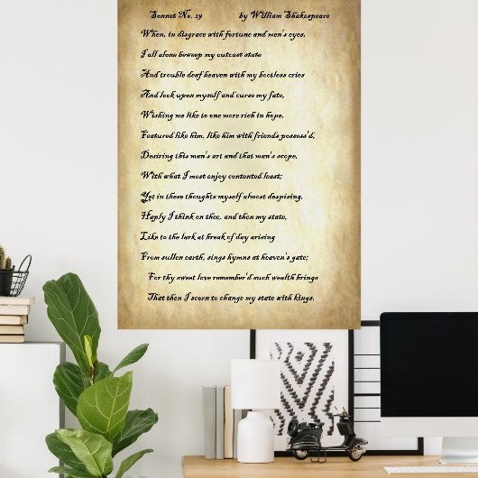 Sonnet Nr. 29 von William Shakespeare Poster (Heimbüro)